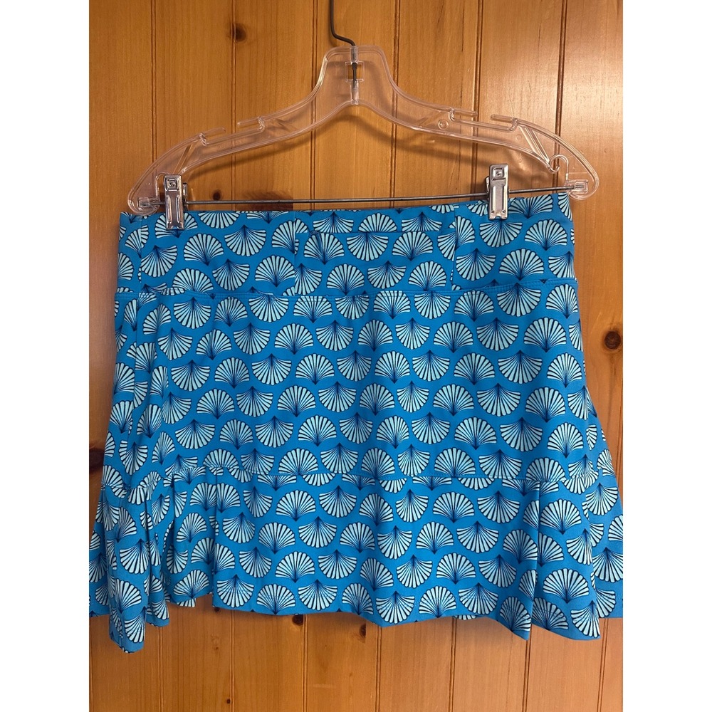 Sigrid Olsen Golf & Tennis Skort Blue White Shell Print Active Skirt Nautical L - Picture 4 of 6
